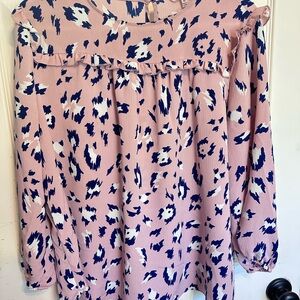 Pink and Blue Animal Print Blouse